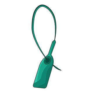 Green tamper proof seal used for securing containers and equipment.