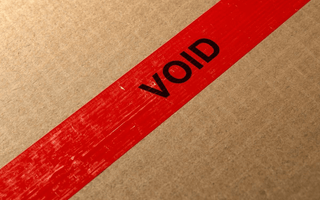 tamper-evident sticker on a cardboard box